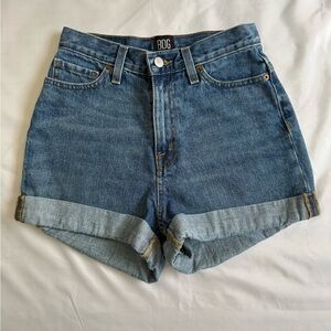 BDG Medium Blue High-Rise Rolled Hem Jean Shorts 25